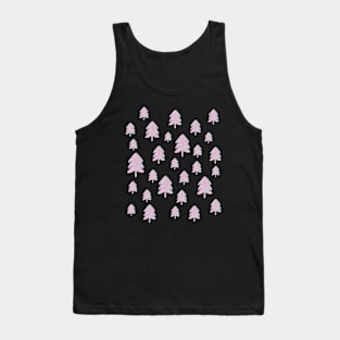 Pink Leopard Print Christmas Tree Pattern on Green Tank Top